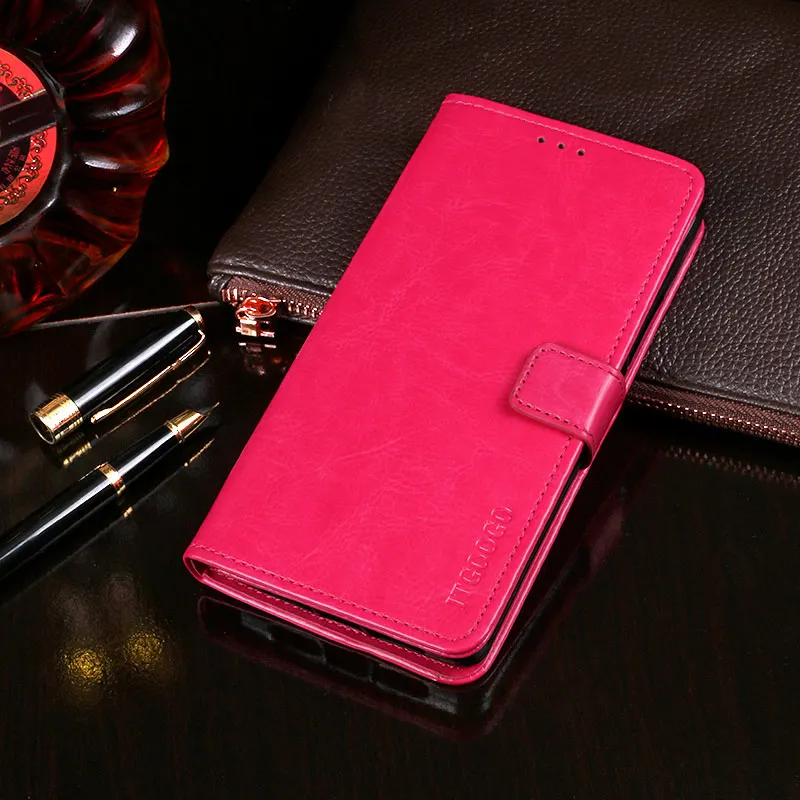 Case For Lenovo K5 Pro Case Cover High Quality Flip Leather Case For Lenovo K5 Pro L38041 Cover Capa Phone bag Wallet Case - Color: Rose