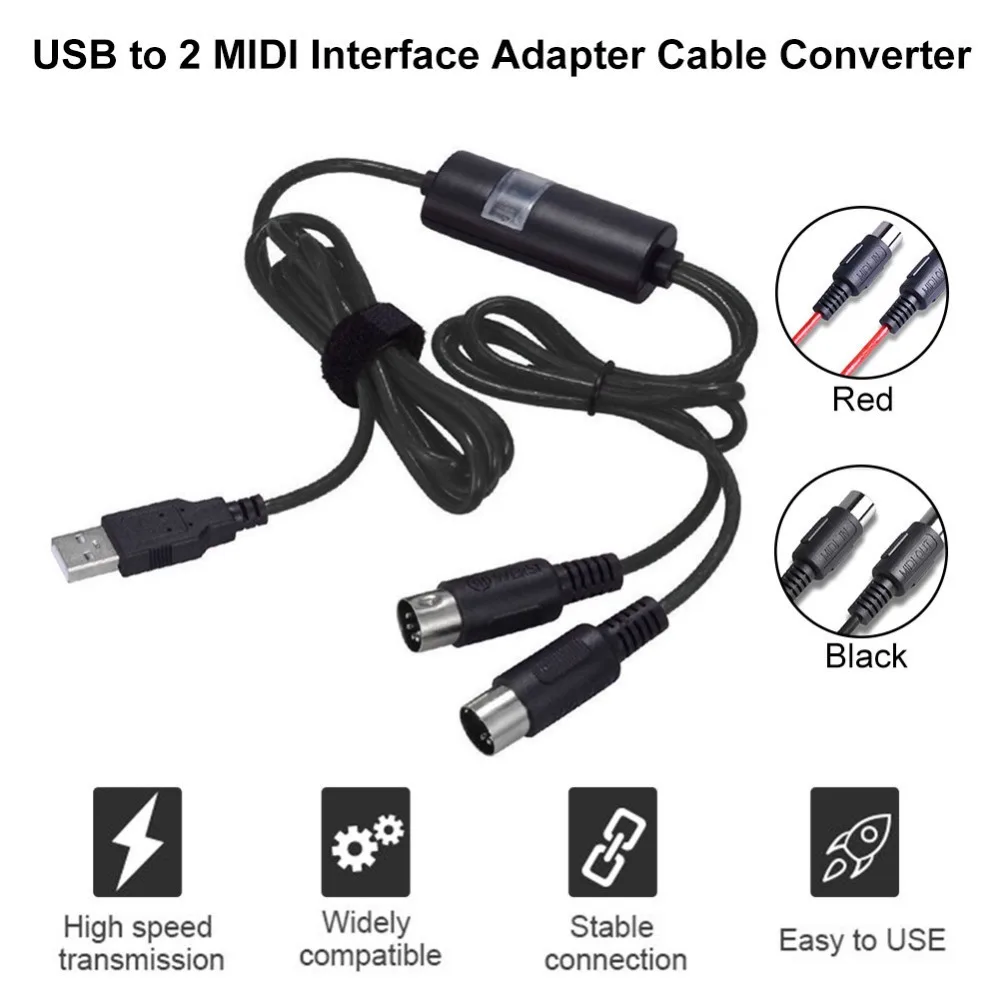 Pаспродажа Электрический пианино барабан font b USB b font до 2 MIDI интерфейс адаптер кабель конвертер для ПК Музыка Клавиатура Синт адаптер Windows Mac iOS 2 метра