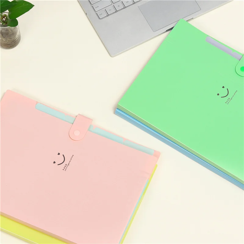 2018 A4 Kawaii Smile Водонепроницаемая папка для файлов 5 слойные сумки расширяющийся