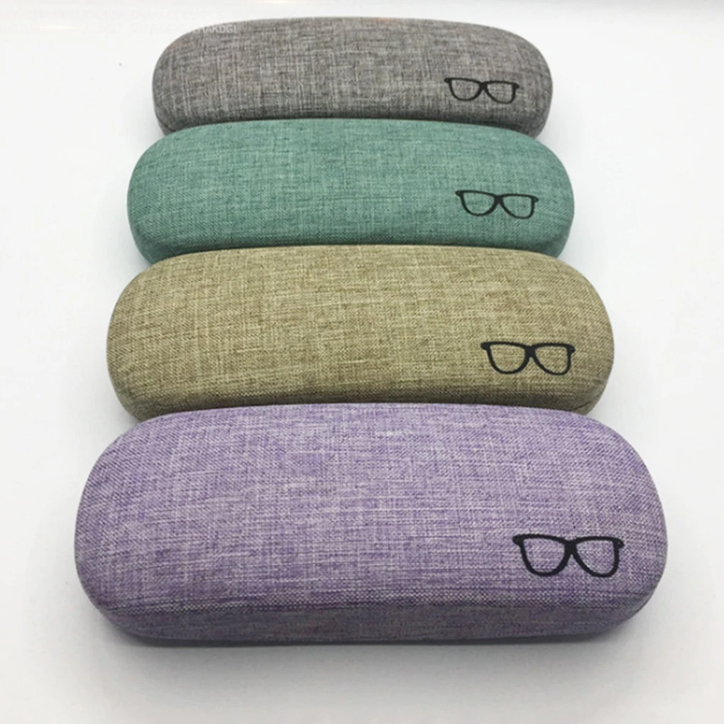 Portable Glasses Eyewear Box Case Bags Metal Linen Display Solid Color