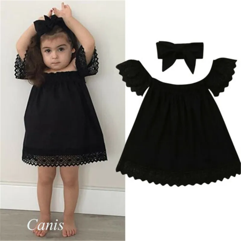 girls solid black dress