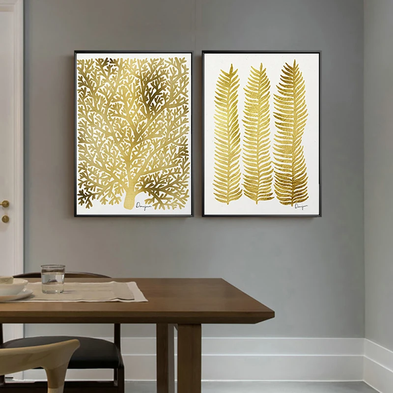 

LZN Nordic Lucky Leaf Yellow Fortune Tree Canvas Painting Home Living Room Abstract Poster Picture Print Scandinavian Decor