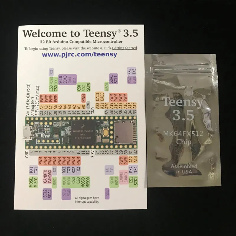 

1 pcs x DEV-14055 ARM Teensy 3.5 Development Board WITH Microcontroller Chip MK64FX512VMD12