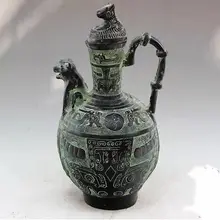 Античный антиквариат Chinses медь вырезать чайник