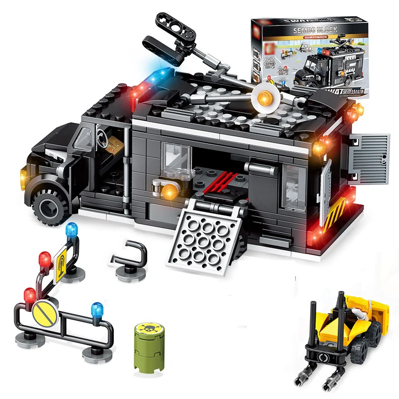 Swat Police Trucks Military Communication Equipment Vehicle Building Blocks Compatible Legoing Technic City Bricks Children Toys