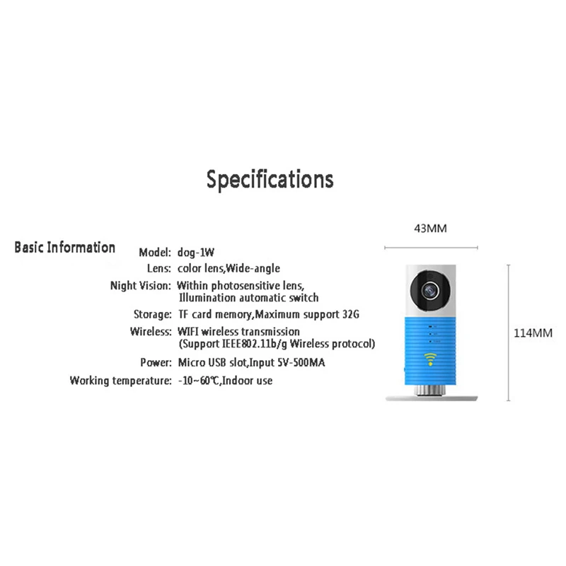 OWGYML 720P HD умная собака Wifi домашняя ip камера безопасности видеоняня Интерком