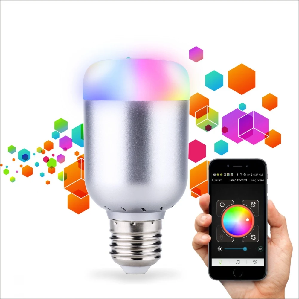 

Free Shipping Smart RGB Color Changing LED Light Bulb Wireless Bluetooth Audio LED Light bulbs with APP Remote Control