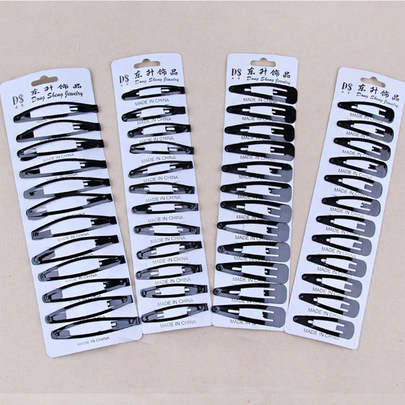 12PCS/Pack New Simple Black Hair Clips Girls Hairpins BB Clips Barrettes Headbands For Womens Hairgrips Hair Accessories 2 Sizes mini hair clips