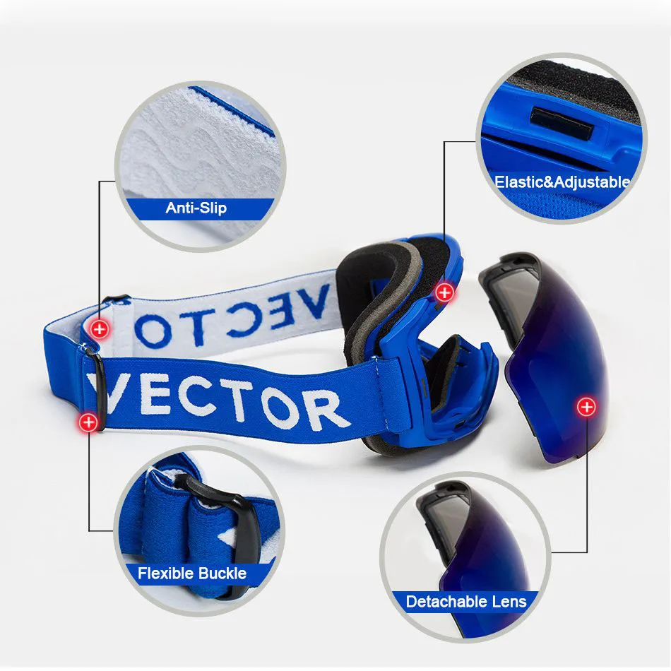 VECTOR magnético gafas de esquí 2018 nueva marca doble UV400 Anti-niebla Snowboard protección gafas para adultos de las mujeres de los hombres de esquí gafas