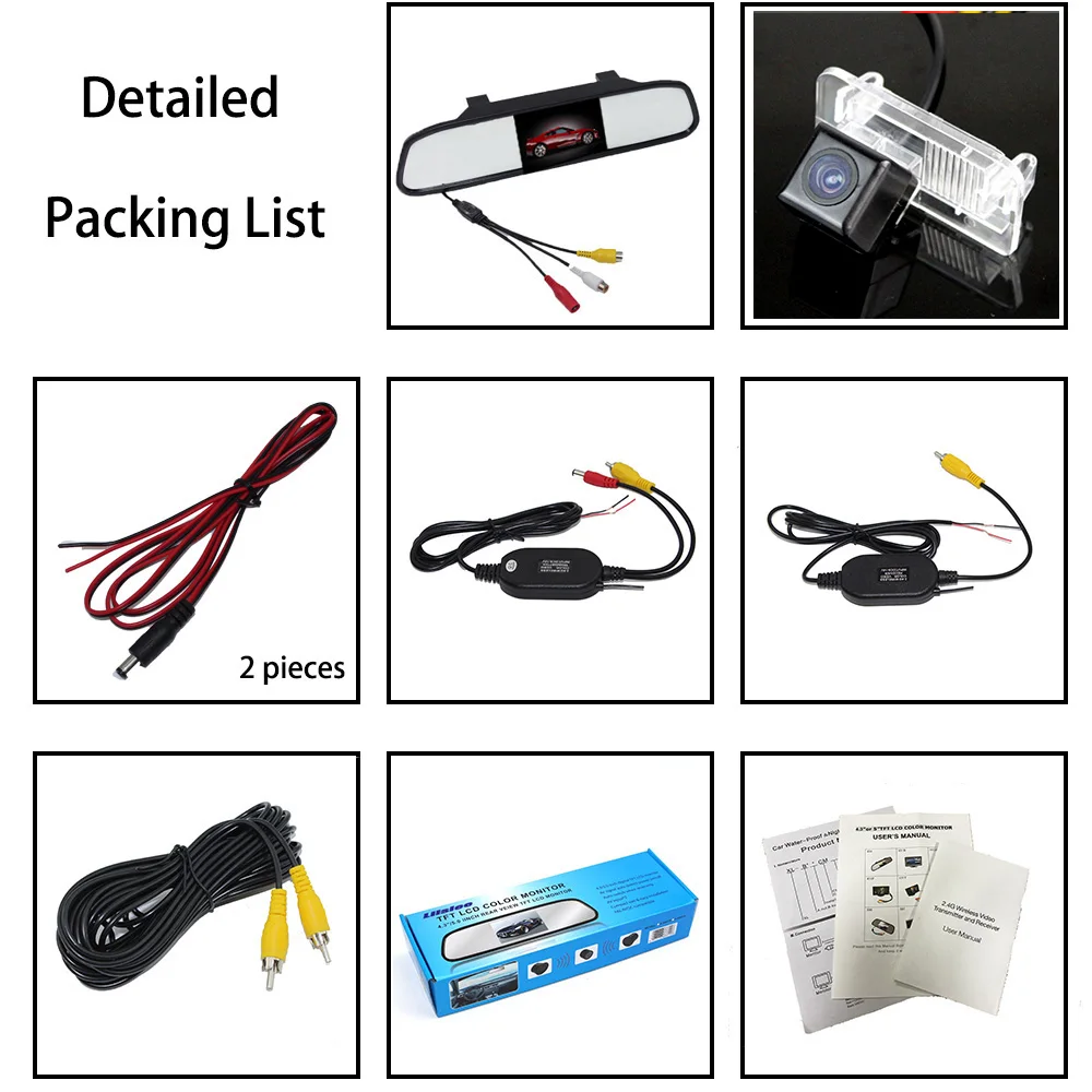 Liandlee 3in1 Wireless Receiver Mirror Monitor Special Rear View Camera Backup For Mercedes Benz C Class MB W203 4D 2001~2007 (3)