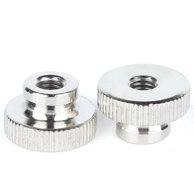 GB806 M3 M4 M5 M6 nickel plated knurled thumb nut, flanged manual