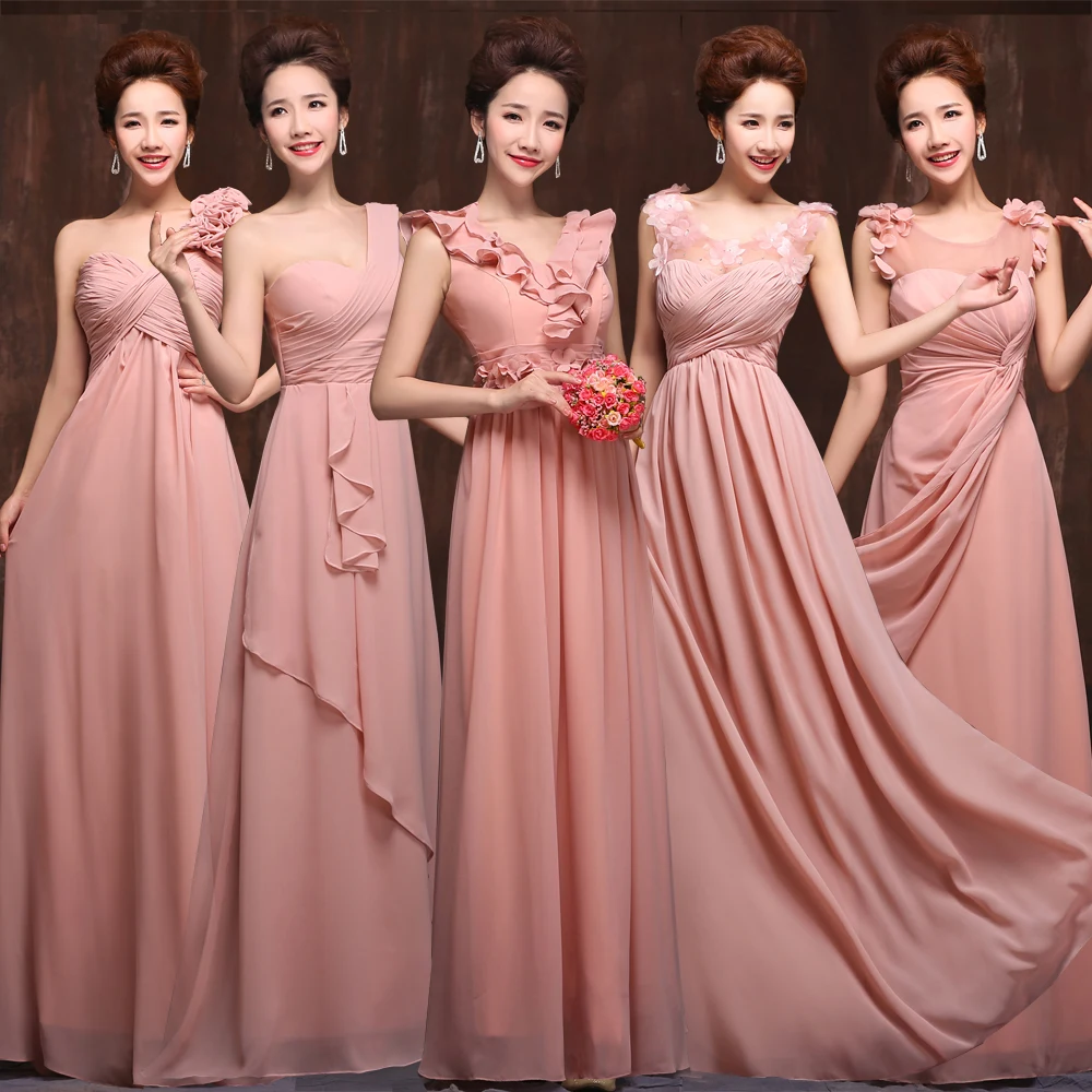 peach gown for bridesmaid