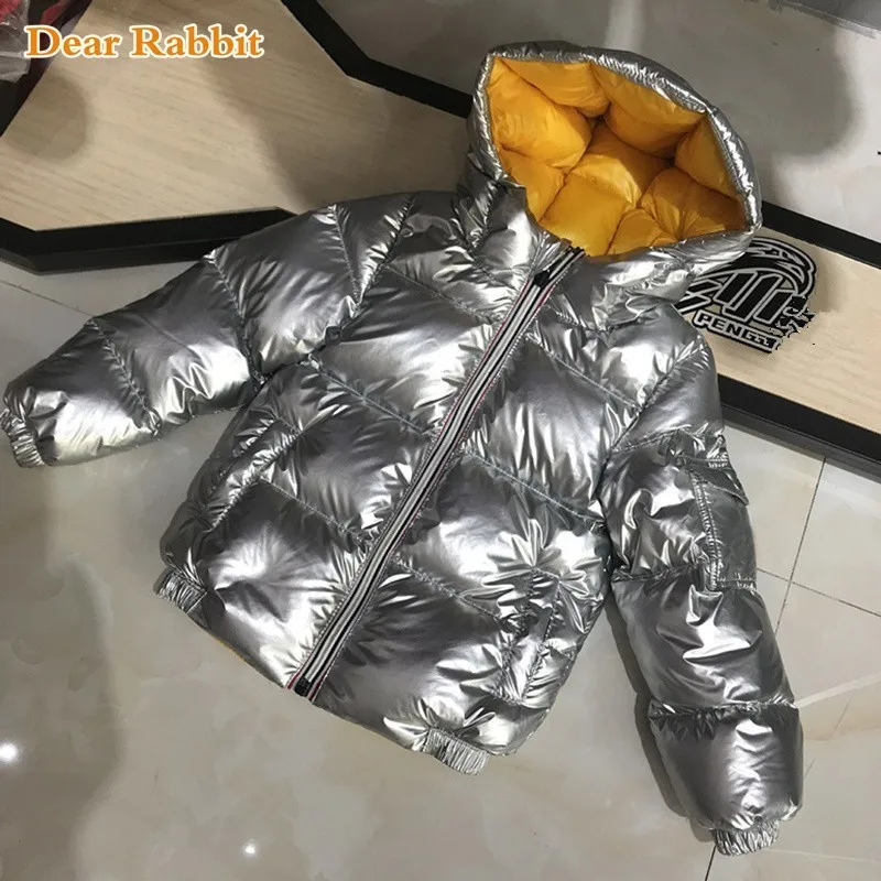 

Children Winter White duck down Jacket For Silver Clothing baby Girl clothes Kids Hooded Padded Warm Parka Boys Overcoat 2-9 Yrs