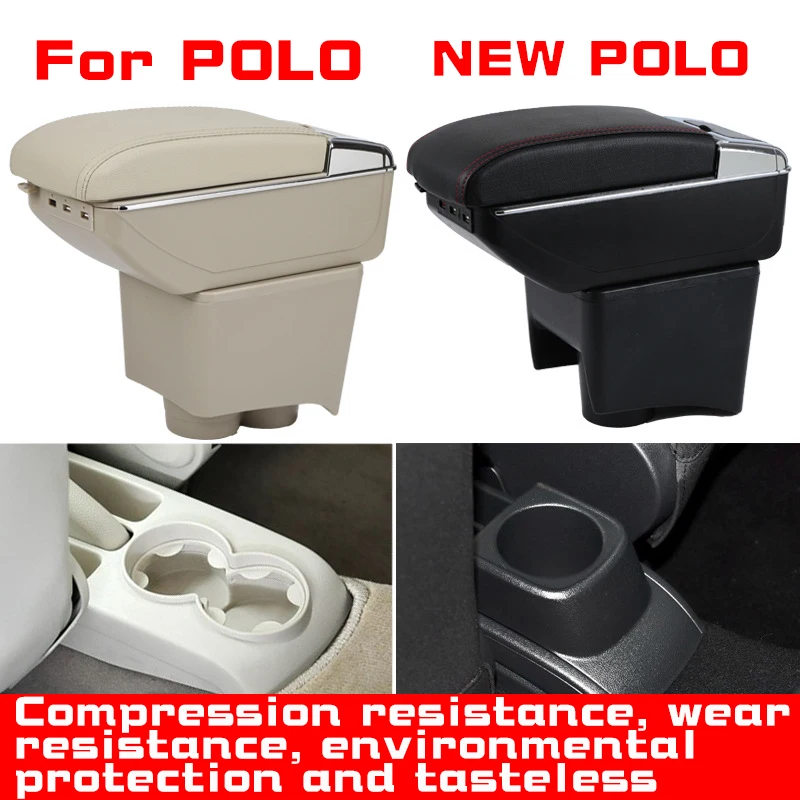 

Leather Car Armrest For VOLKSWAGEN POLO NEW polo Centre Console Storage Box