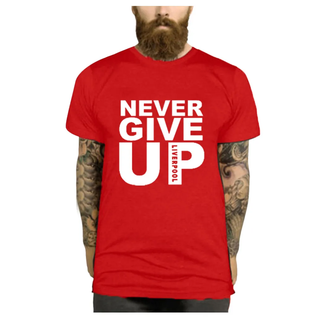 Мужская футболка с круглым вырезом Never Give Up Повседневная короткими рукавами и