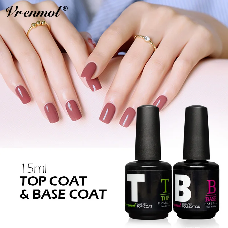 

Vrenmol 15ml No Cleaning Top Base Coat Top It Off Foundation Nail Gel Polish Soak Off UV Gel Varnish Nail Art Primer Lacquer