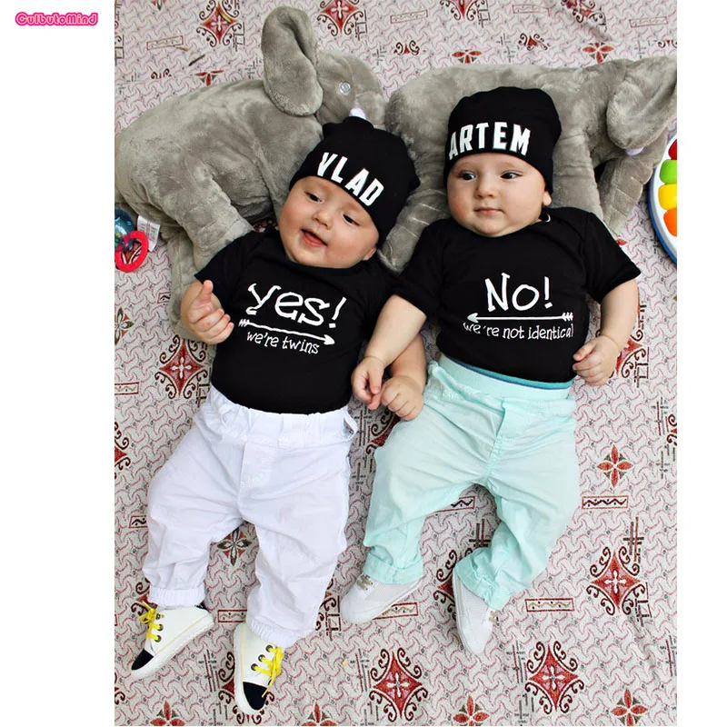 Culbutomind yes we are twins no we are identical print newborn twins boys girls clothing twins matching set withpersonalizebeani in bodysuits from mother Culbutomind yes we are twins no we are identical print newborn twins boys girls clothing twins matching set withpersonalizebeani in bodysuits from mother