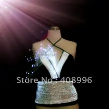 Сексуальная волоконно-оптическая ткань светящийся жилет для выступлений/мода шоу/одиночное платье/шоу одежда