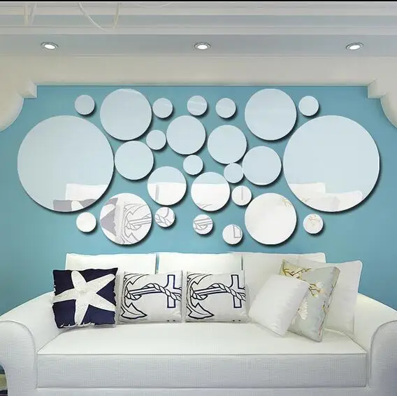 حار بيع الاكريليك 3D جولات مجموعة مرآة الحائط Sstickers ل جدار غرفة المعيشة التلفزيون مرآة جولات ملصقات 26 قطعة/المجموعة