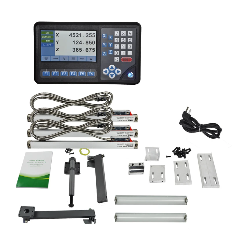 

A Complete Set of Dro Digital Readout Systems ,3pcs linear glass scale for Milling Machine and 3 Axis Digital Readout for Mill