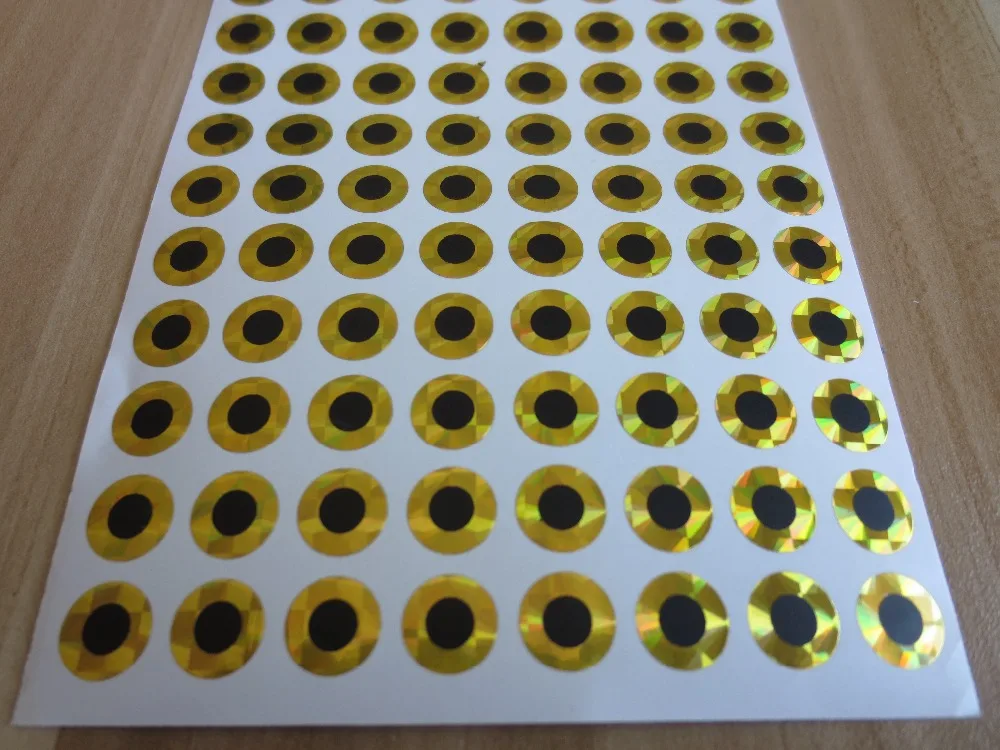 2D Flat StickOn Fishing Lure Eyes 3mm 4mm 5mm 6mm Gold Eyes Jigs Dolls