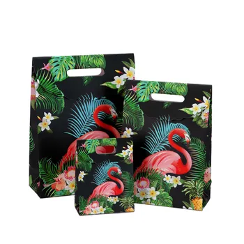 

10pcs/pack Flamingo Black Gift Bag Handbag Sticking Handbags For Wedding Party Birthday Gift Paper Bag Flowers