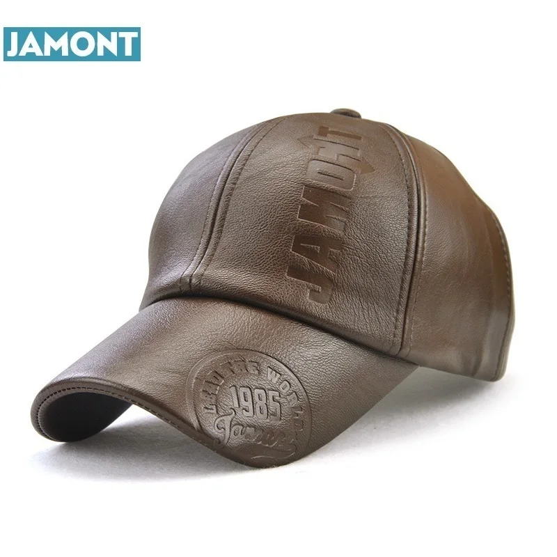 

JAMONT New fashion high quality fall winter men leather hat Cap casual moto snapback hat men's baseball cap wholesale