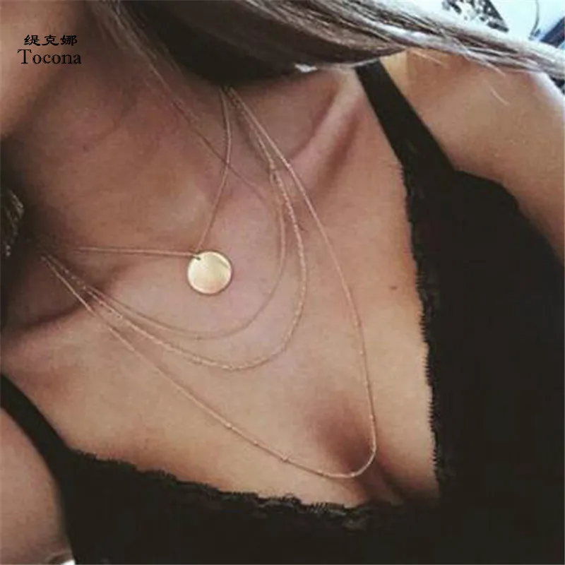 

Tocona Vintage Antique Gold Sequins Beads Chain Necklaces Multi Layer Chokers Necklace Collar for Women Bohemia Jewelry 2007