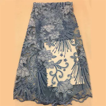 

Nigerian French Lace Fabrics 2018 African Tulle Lace Fabric High Quality African Lace sequins Fabric For wedding Dress GL76-1