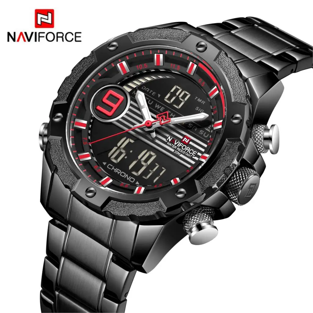 Часы наручные NAVIFORCE мужские с хронографом спортивные кварцевые аналоговые