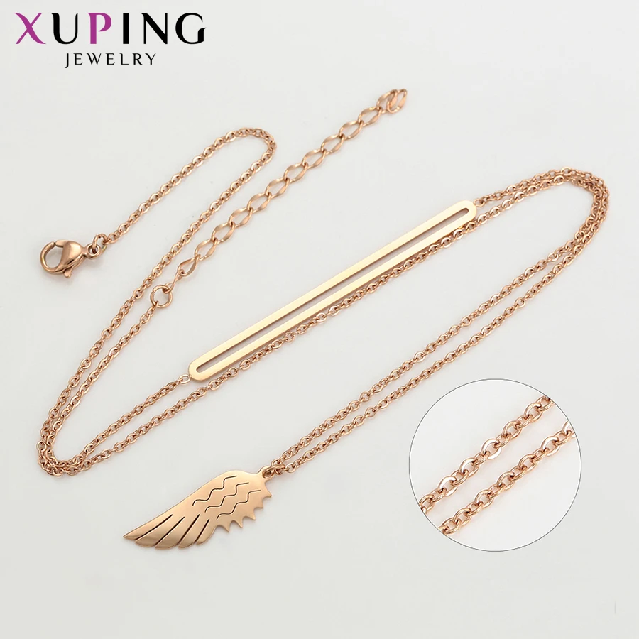 Ожерелье Xuping Characteristical в форме крыла, покрытое розовым золотом, для женщин, цепочка, изысканное ювелирное изделие, семейный подарок, S137.4-45751