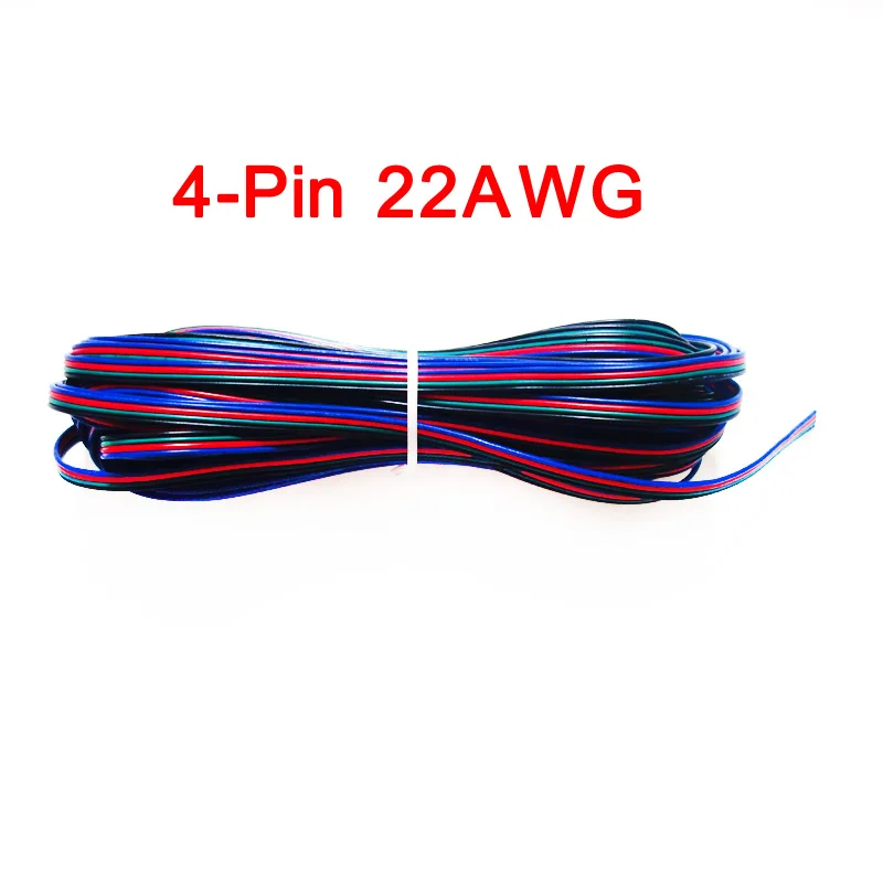 5 м 10 м 20 м 2Pin 3Pin 4Pin 5Pin 18AWG 20AWG 22AWG электрический провод кабель-удлинитель для Светодиодные ленты светильник - Цвет: 22AWG 4Pin