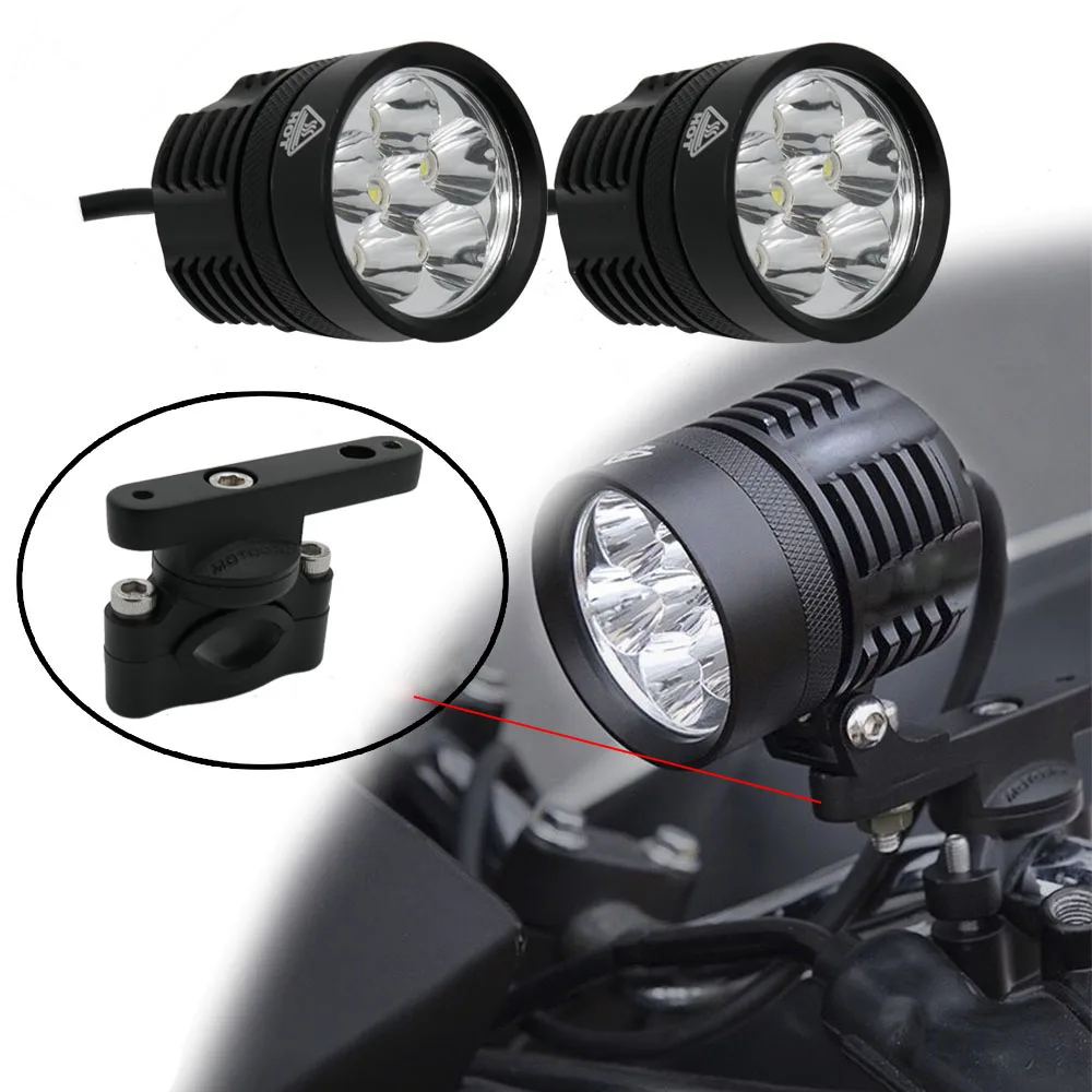 Motorcycles 2x LED Auxiliary Fog Light Assembly Driving Passing Lamp For BMW Suzuki Honda Yamaha Auxiliary Fog Lights (26)