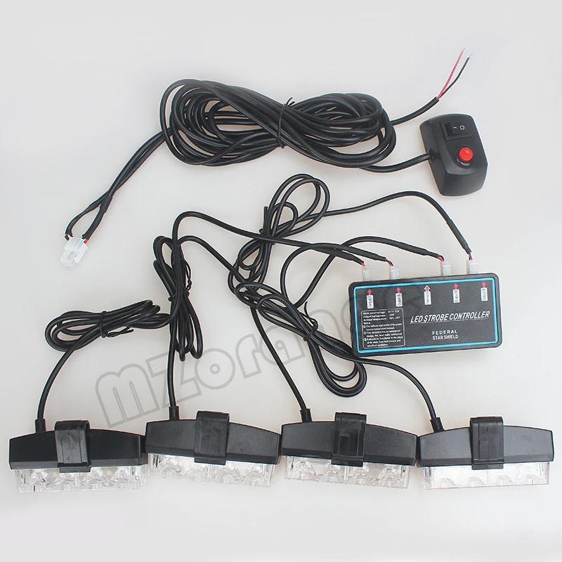 4x4 LED Police Light Car-styling Strobe Warning Blue Red Yellow White Car Truck Emergency Super Power Firemen Lights | Автомобили и