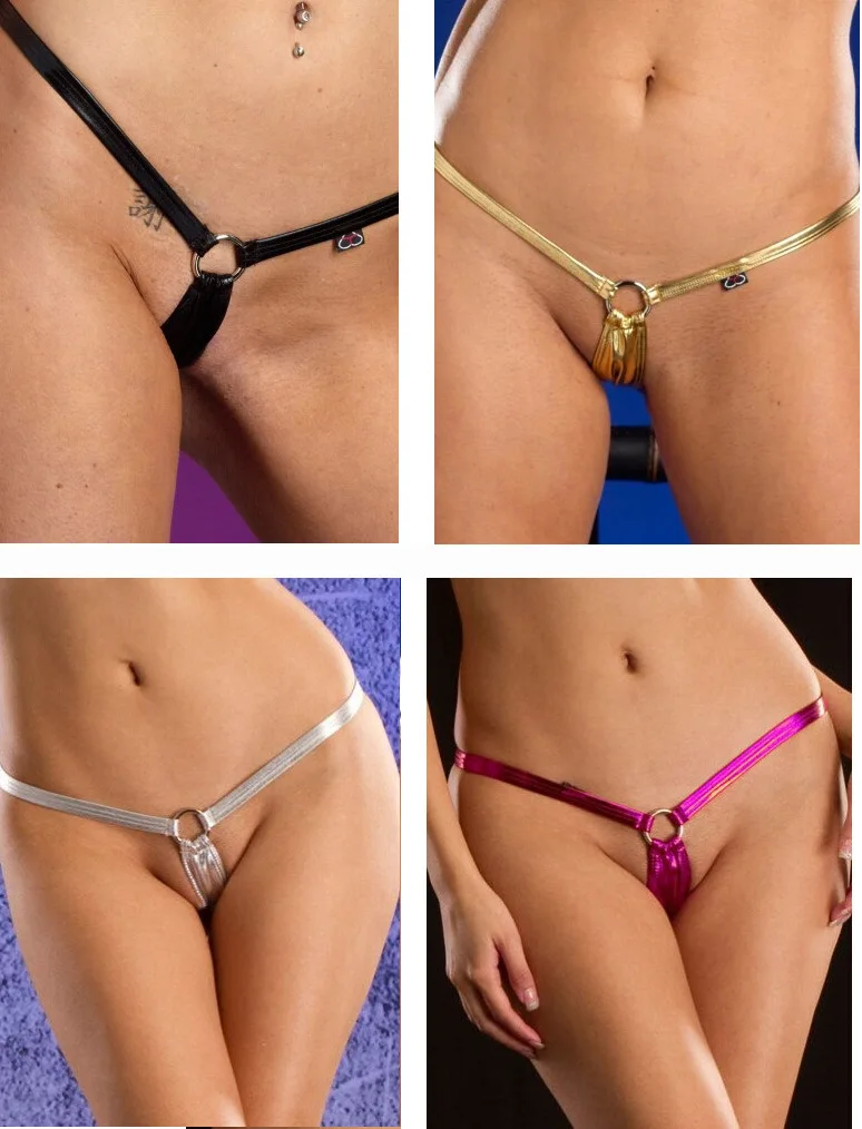 US $2.68 |Sexy micro mini thong metallic micro g string bikini shorts dames...