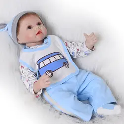 Мальчик Reborn куклы игрушки 22 дюймов 55 см мягкий корпус силиконовый реборн детские куклы для подарок на день рождения ребёнка Bebe реальное