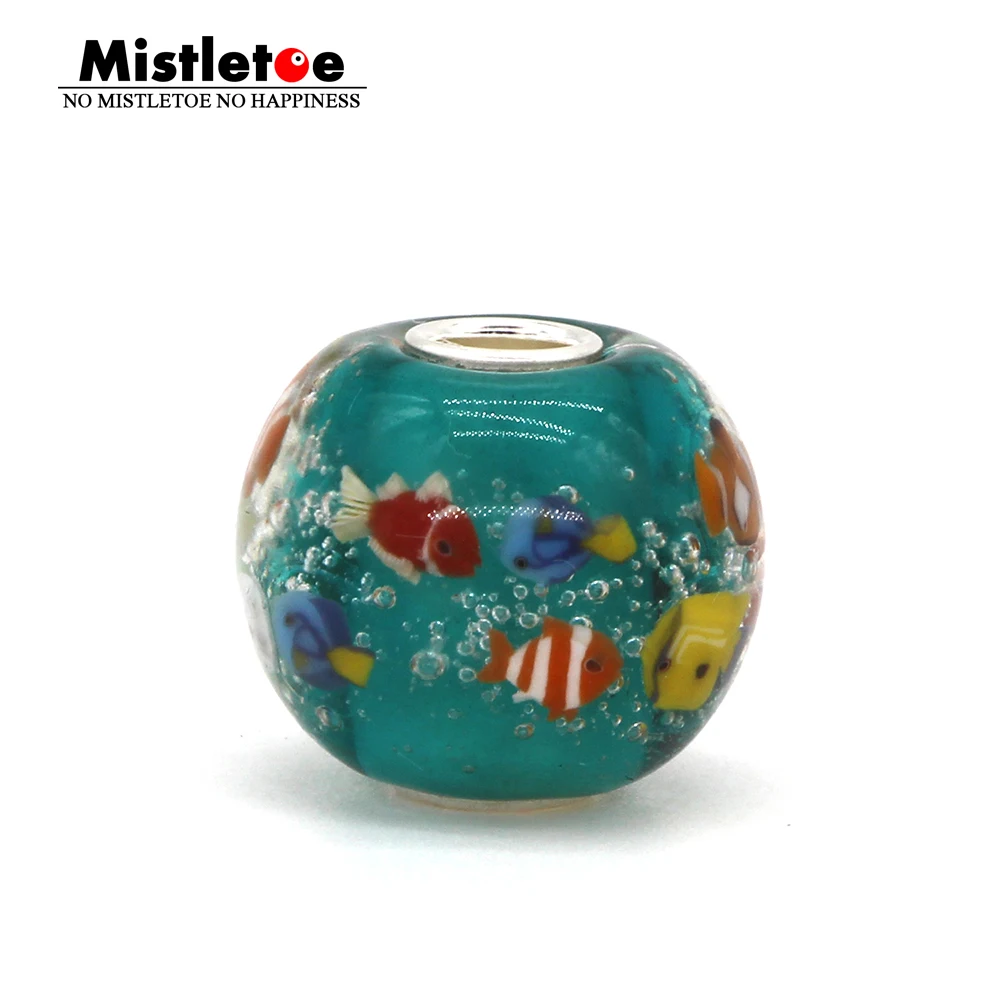 

925 Sterling Silver Colorful 3D Animals Fish Ocean Murano Glass Charm Bead Not Original Fit European Bracelet Women Jewelery