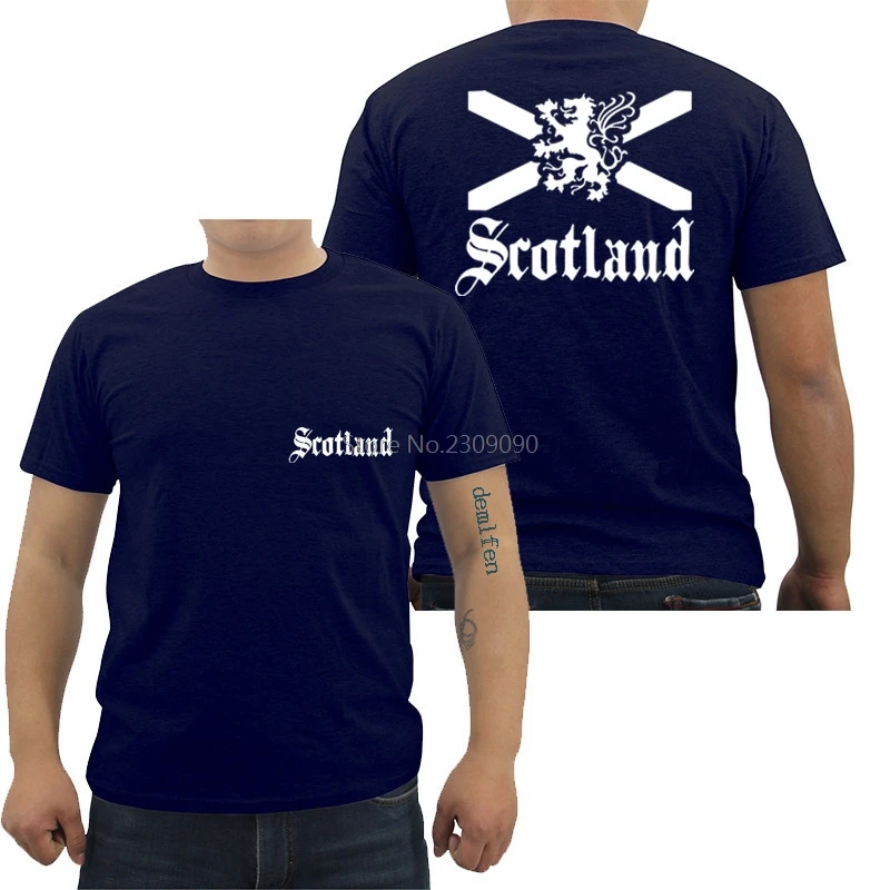 Шотландский Флаг Шотландии Футболка мужская повседневная хлопковая футболка с коротким рукавом Повседневная мужская футболка хип-хоп футболки топы Харадзюку уличная одежда - Цвет: Navy