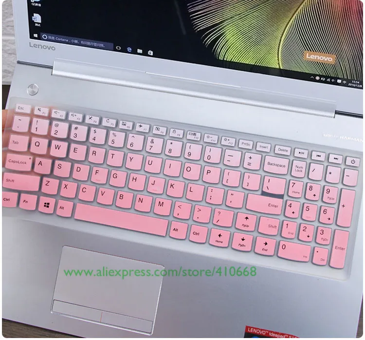 for Lenovo Ideapad 510 110 15 110 15 V110 V110 15 V310 15Isk Flex 4 15 Notebook 2017 New 15.6 Inch Laptop Keyboard Skin Cover-Whiteblue