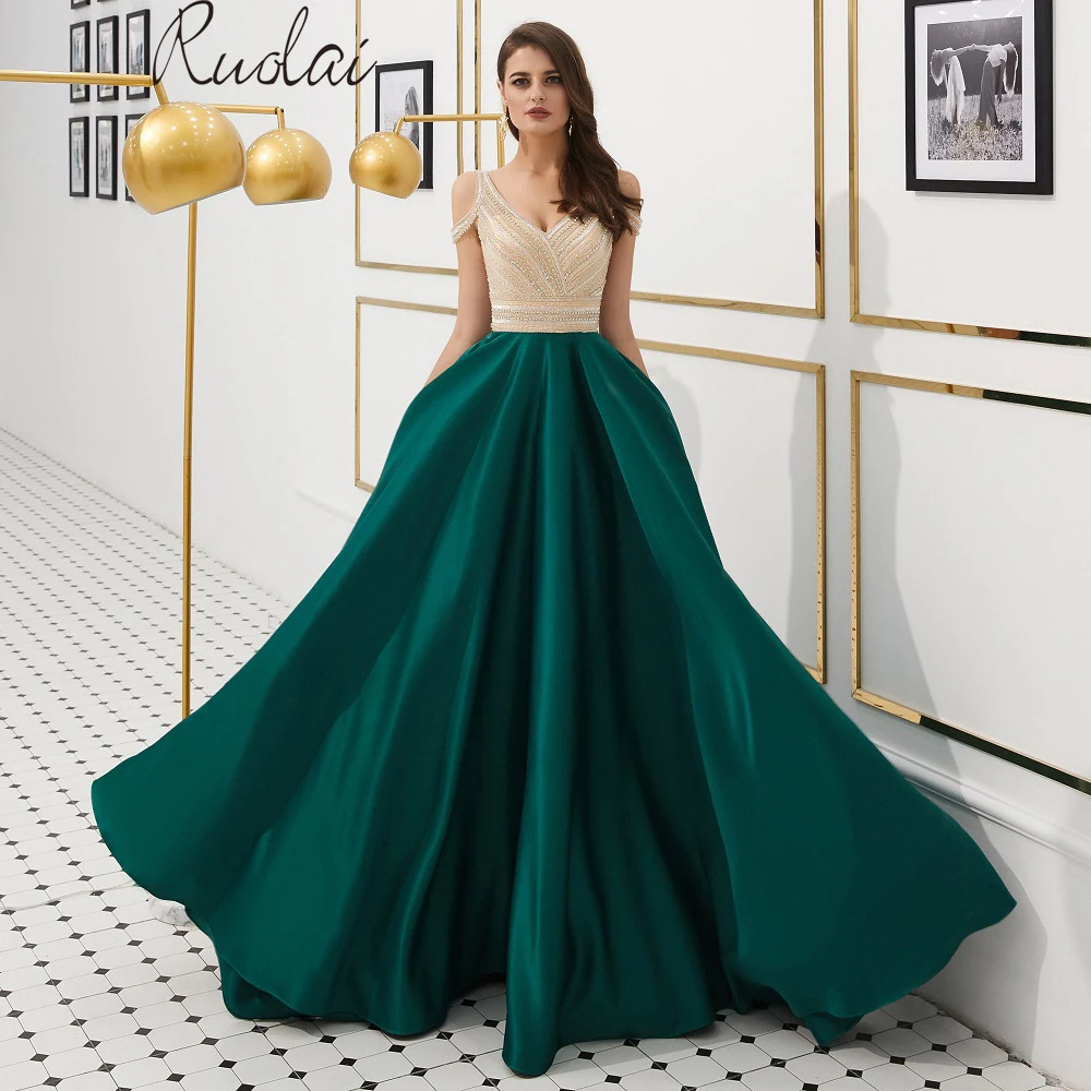 Satin Skirt Beaded Gown Prom 