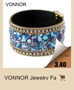 Vonnor Jewelry Витые браслеты для Для женщин женские кожаные Браслеты с красочными Бусины и бисер магнит застежка Браслеты