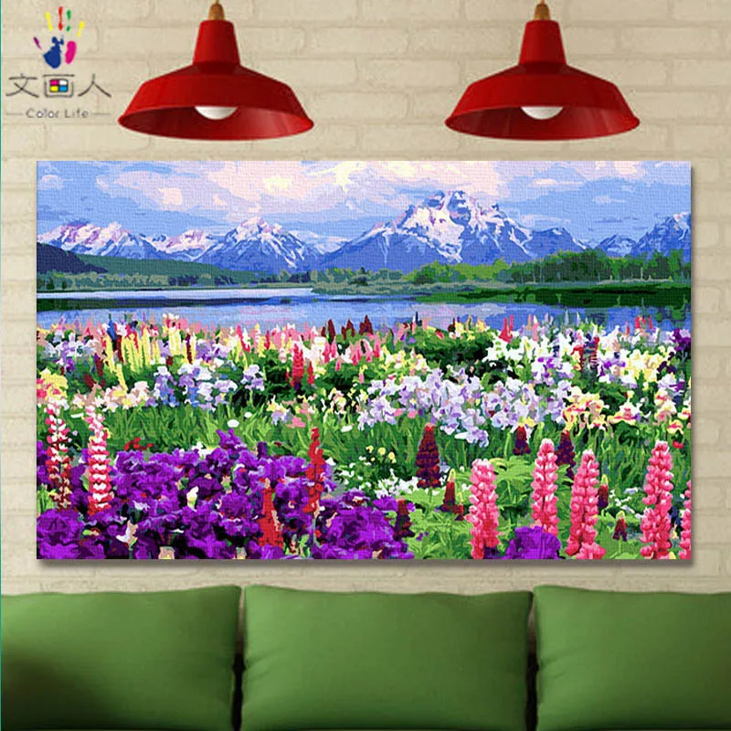 

Glacier flower sea pictures paintings by numbers with kits paint by numbers artwork for modern hoom decoration frameless