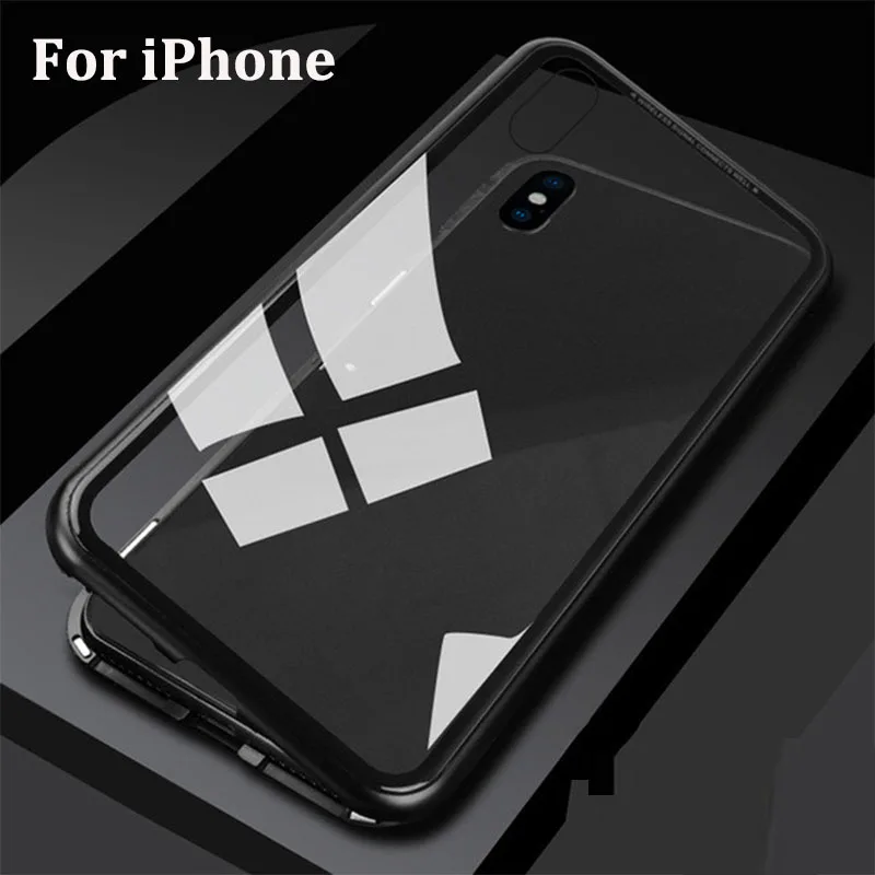 360 магнитный чехол для телефона IPhone XS MAX X 8 Plus 7 из закаленного стекла с магнитом 6 s