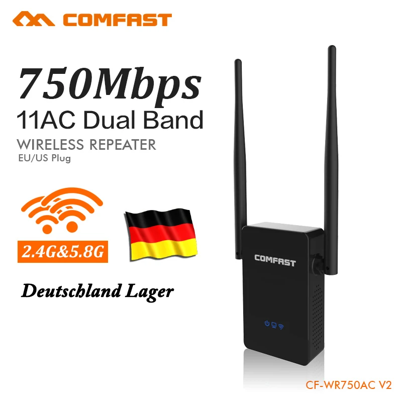 Немецкий склад 750 Мбит/с WIFI удлинитель повторитель 2 4G/5 8G беспроводной Wi-Fi