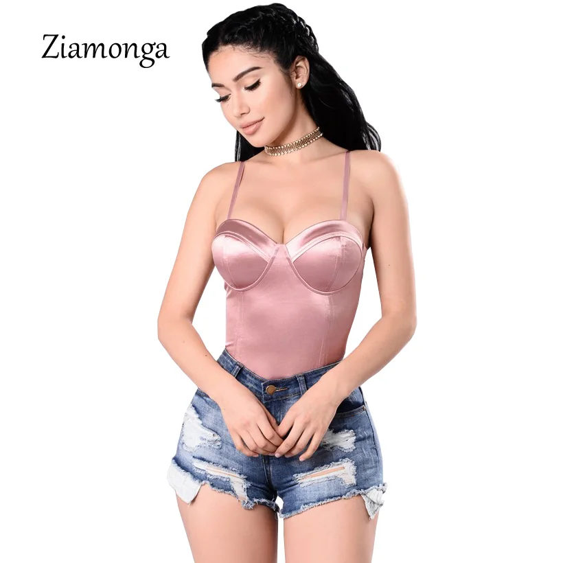 

Ziamonga Pink Gold Black Bodysuit Women Straps Rompers Jumpsuits Chest Pad 2017 Summer Party Sleeveless Sexy Bodycon Overalls