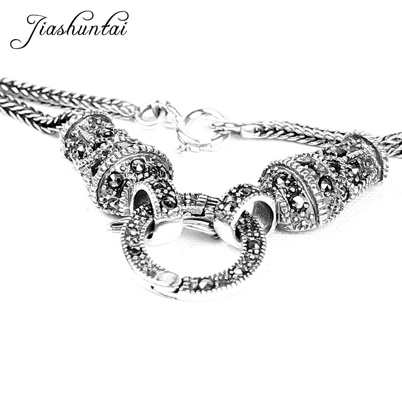 JIASHUNTAI, винтажное серебро 925, длинное массивное ожерелье, цепочка, панк, Стерлинговое Серебро-ювелирные изделия, bijoux animaux для женщин или мужчин, ювелирные изделия
