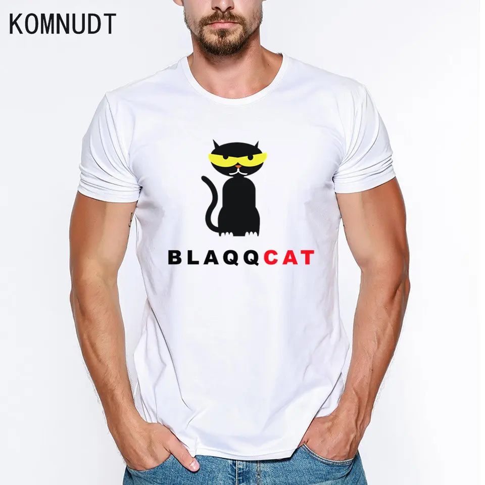Komnudt Для мужчин футболка Забавные милые черные кошки прекрасный мужской с
