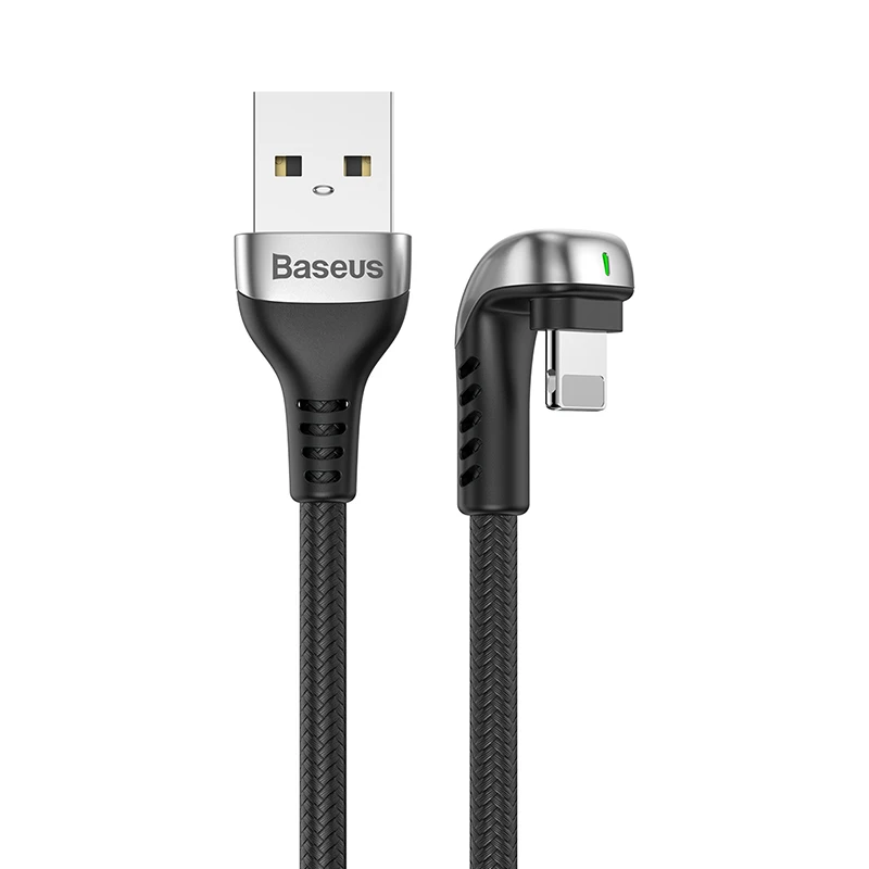 Usb-кабель Baseus для iPhone Xs Max Xr X 2.4A u-образный светодиодный светильник кабель для быстрой зарядки для iPhone 8 7 6 5 iPad кабель для передачи данных - Цвет: Black