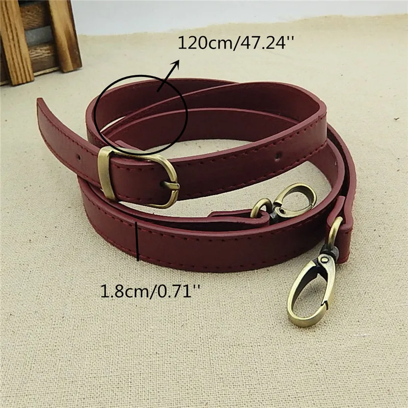 

120CM Detachable Bag Handle Replacement Bags Strap Women Girls PU Leather Shoulder Bag Parts Accessories Bronze Buckle Belts