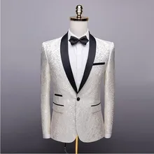 Приталенный Блейзер с цветочным принтом для мужчин, высококачественные блейзеры с одиночной пуговицей для свадебного выпускного вечера, белый стильный мужской пиджак 4XL